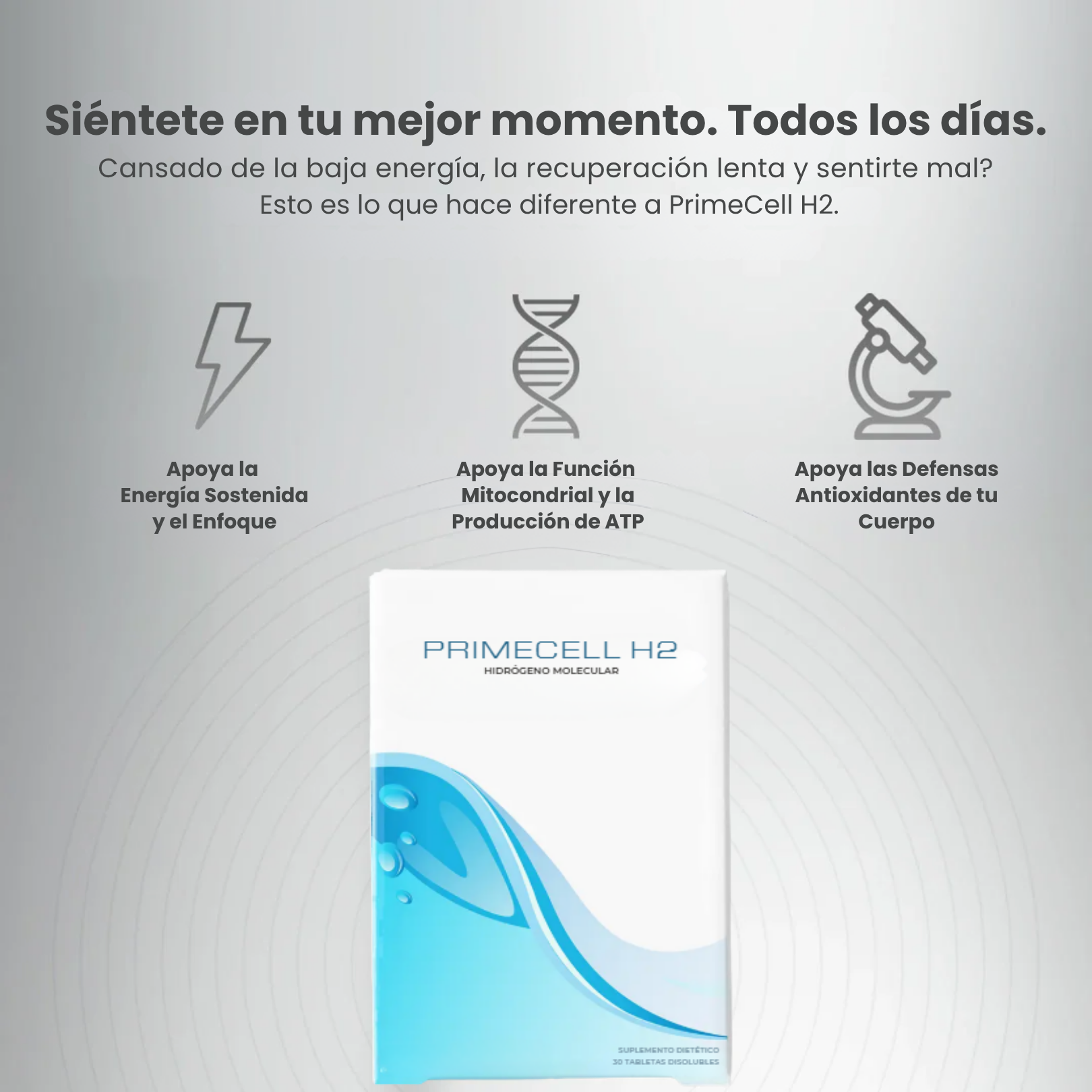 Cansado de sentirte agotado? Apoya tus células desde adentro con PrimeCell H2.